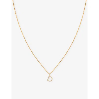 Astrid & Miyu Letter D 18ct Yellow Gold-plated Recycled Sterling-silver And Cubic Zirconia Pendant Necklace In 18ct Gold