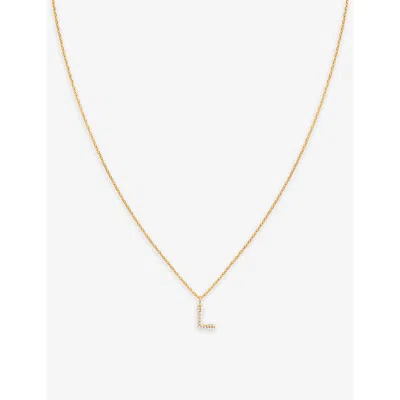 Astrid & Miyu Letter L 18ct Yellow Gold-plated Recycled Sterling-silver And Cubic Zirconia Pendant Necklace