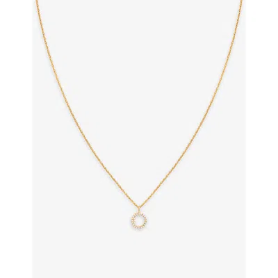 Astrid & Miyu Letter O 18ct Yellow Gold-plated Recycled Sterling-silver And Cubic Zirconia Pendant Necklace In 18ct Gold