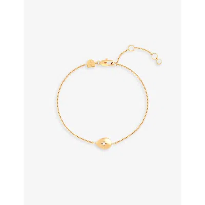 Astrid & Miyu Pear Charm 18ct Yellow Gold-plated Recycled Sterling-silver And Cubic Zirconia Bracelet In 18ct Gold