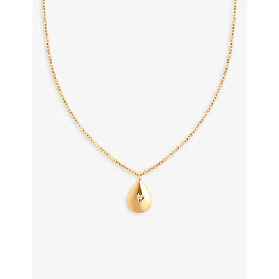 Astrid & Miyu Pear Charm 18ct Yellow Gold-plated Recycled Sterling-silver And Cubic Zirconia Necklace In 18ct Gold