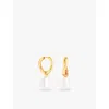 Astrid & Miyu Serenity Rhodium-plated Brass And Freshwater-pearl Hoop Earrings In 18ct Gold