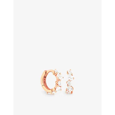 Astrid & Miyu Crystal Pear 18ct Rose Gold-plated Recycled Sterling-silver And Cubic Zirconia Huggies