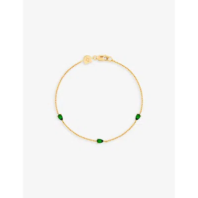 Astrid & Miyu 18ct Yellow Gold-plated Recycled Sterling-silver And Green Topaz Charm Bracelet