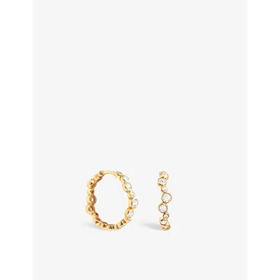 Astrid & Miyu Gleam 18ct Yellow Gold-plated Recycled Sterling-silver And Zirconia Hoop Earrings