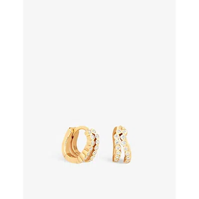 Astrid & Miyu Gleam Illusion 18ct Yellow Gold-plated Recycled Sterling-silver And Zirconia Hoop Earrings