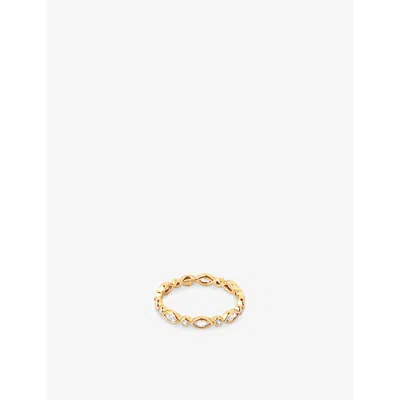 Astrid & Miyu Navette 18ct Yellow Gold-plated Recycled Sterling-silver And Zirconia Band Ring