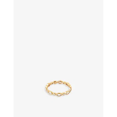 Astrid & Miyu Navette 18ct Yellow Gold-plated Recycled Sterling-silver And Zirconia Ring