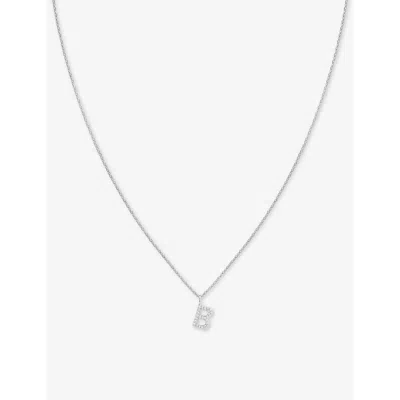 Astrid & Miyu Women's Rhodium B-initial Pavé Rhodium-plated Recycled Sterling-silver Necklace