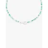 Astrid & Miyu Womens Dolce Rhodium Plated-brass, Amazonite And Chrysoprase Beaded Necklac In Rhodium