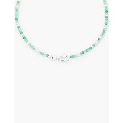 Astrid & Miyu Womens Dolce Rhodium Plated-brass, Amazonite And Chrysoprase Beaded Necklac