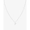 Astrid & Miyu Womens 'f' Initial Cubic-zirconia Rhodium-plated Recycled Sterling-silver Necklac In Rhodium