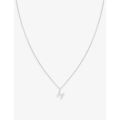 Astrid & Miyu Women's Rhodium 'h' Initial Cubic-zirconia Rhodium-plated Recycled Sterling-silver Nec