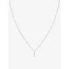 Astrid & Miyu Womens 'i' Initial Cubic-zirconia Rhodium-plated Sterling-silver Necklac In Rhodium