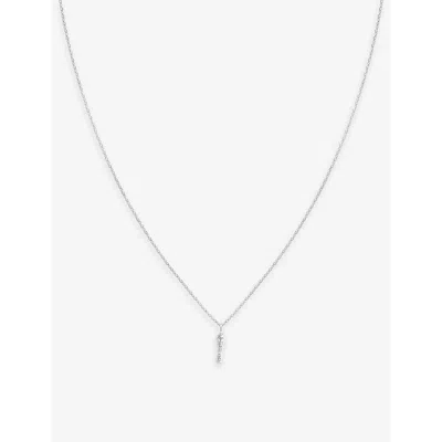 Astrid & Miyu Women's Rhodium 'i' Initial Cubic-zirconia Rhodium-plated Recycled Sterling-silver Nec