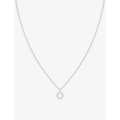 Astrid & Miyu Initial O Rhodium-plated Recycled Sterling-silver And Cubic Zirconia Pendant Necklace In Gray