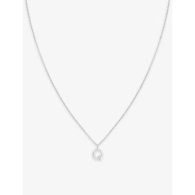 Astrid & Miyu Initial Q Rhodium-plated Recycled Sterling-silver And Cubic Zirconia Pendant Necklace