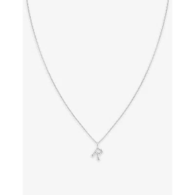 Astrid & Miyu Initial R Rhodium-plated Recycled Sterling-silver And Cubic Zirconia Pendant Necklace