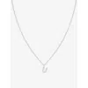 Astrid & Miyu Initial U Rhodium-plated Recycled Sterling-silver And Cubic Zirconia Pendant Necklace In Rhodium