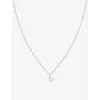 Astrid & Miyu Initial V Rhodium-plated Recycled Sterling-silver And Cubic Zirconia Pendant Necklace In Rhodium