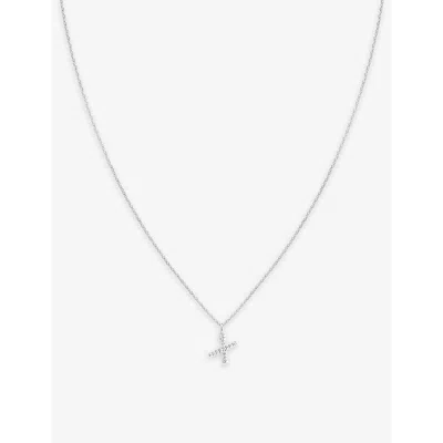 Astrid & Miyu Initial X Rhodium-plated Recycled Sterling-silver And Cubic Zirconia Pendant Necklace In Gold