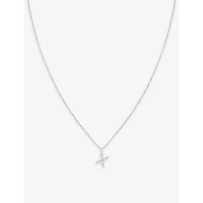 Astrid & Miyu Initial X Rhodium-plated Recycled Sterling-silver And Cubic Zirconia Pendant Necklace