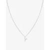 Astrid & Miyu Initial Y Rhodium-plated Recycled Sterling-silver And Cubic Zirconia Pendant Necklace In Rhodium