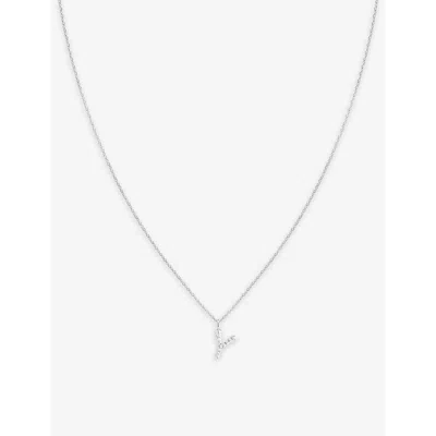 Astrid & Miyu Initial Y Rhodium-plated Recycled Sterling-silver And Cubic Zirconia Pendant Necklace