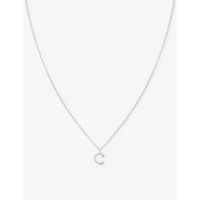 Astrid & Miyu Letter C 18ct Rhodium-plated Recycled Sterling-silver And Cubic Zirconia Pendant Necklace
