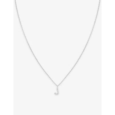 Astrid & Miyu Letter J Rhodium-plated Recycled Sterling-silver And Cubic Zirconia Pendant Necklace