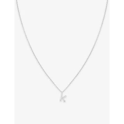 Astrid & Miyu Letter K Rhodium-plated Recycled Sterling-silver And Cubic Zirconia Pendant Necklace