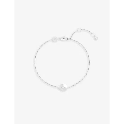 Astrid & Miyu Pear Charm Rhodium-plated Recycled Sterling-silver And Cubic Zirconia Bracelet