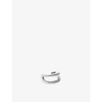 Astrid & Miyu Double Rhodium-plated Recycled Sterling-silver And Zirconia Ear Cuff In White