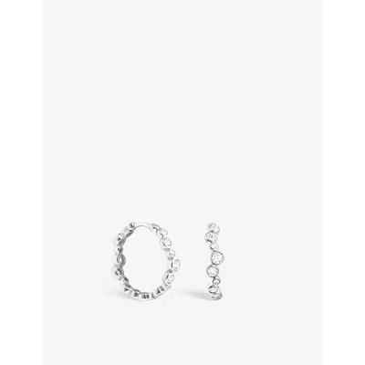 Astrid & Miyu Gleam Rhodium-plated Recycled Sterling-silver And Zirconia Hoop Earrings