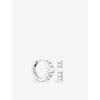 Astrid & Miyu Womens  Rhodium Recycled-sterling Silver And Pearl Huggies In Silver