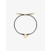 ASTRID & MIYU HEART 18CT YELLOW GOLD-PLATED STERLING-SILVER AND CORD BRACELET