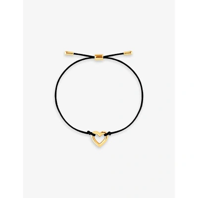 Astrid & Miyu Heart 18ct Yellow Gold-plated Sterling-silver And Cord Bracelet In 18ct Gold