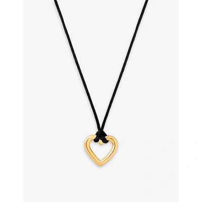 Astrid & Miyu Heart 18ct Yellow Gold-plated Sterling-silver And Cord Pendant Necklace In 18ct Gold