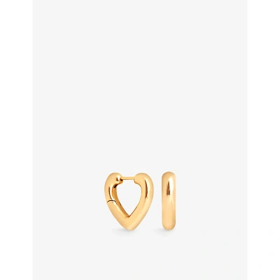 Astrid & Miyu Open Heart 18ct Yellow Gold-plated Sterling-silver Hoops In 18ct Gold