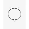 ASTRID & MIYU HEART RHODIUM-PLATED STERLING-SILVER AND CORD BRACELET