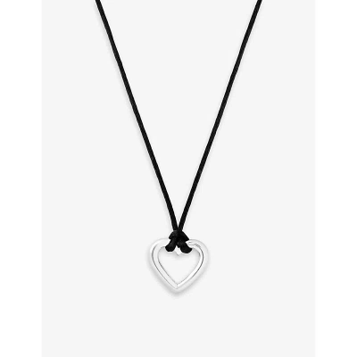 Astrid & Miyu Heart Rhodium-plated Sterling-silver And Cord Pendant Necklace