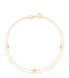 Astrid & Miyu Gold And Topaz Heart Charm Double Chain Bracelet In Gold