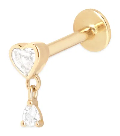 Astrid & Miyu Gold And Topaz Heart Charm Single Stud Earring