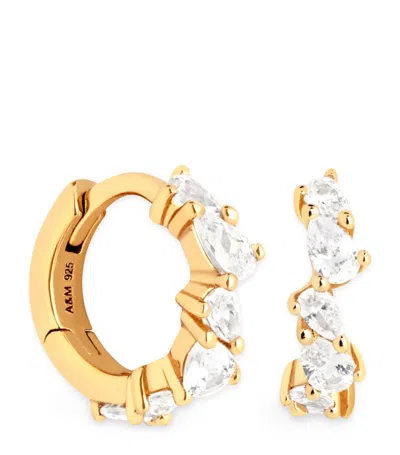 Astrid & Miyu Gold-plated Crystal Pear Huggie Earrings