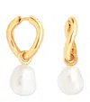 Astrid & Miyu Gold-plated Silver And Pearl Hoop Earrings In Gold