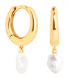 Astrid & Miyu Gold-plated Silver And Pearl Huggies In Gold