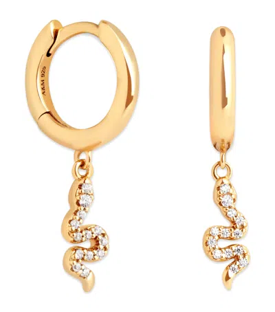 Astrid & Miyu Gold-plated Silver Snake Charm Huggie Earrings