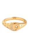 Astrid & Miyu Gold-plated Sterling Silver And Cubic Zirconia Cosmic Crystal Signet Ring In Gold