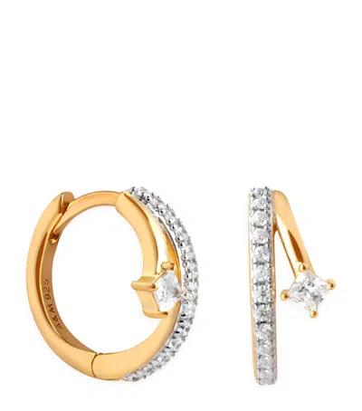 Astrid & Miyu Gold-plated Sterling Silver And Cubic Zirconia Crystal Illusion Huggie Earrings