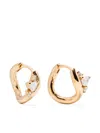 Astrid & Miyu Womens Heart Cluster Wave 18ct Yellow Gold-plated Sterling-silver And Cubic Zirconia Huggies In Gold
